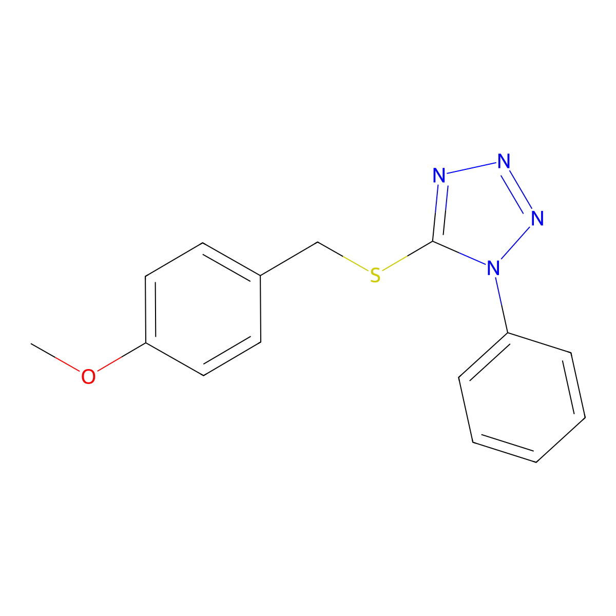 5-[(4-Methoxyphenyl)methylsulfanyl]-1-phenyltetrazole molecular structure, CAS 127866-65-3