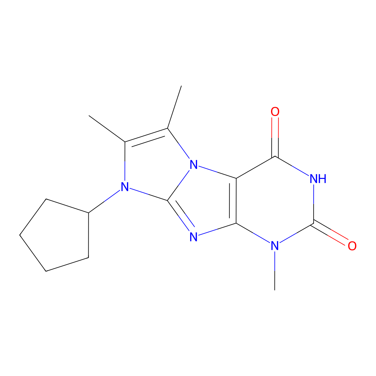 6-Cyclopentyl-4,7,8-trimethylpurino[7,8-a]imidazole-1,3-dione molecular structure, CAS 1278662-27-3