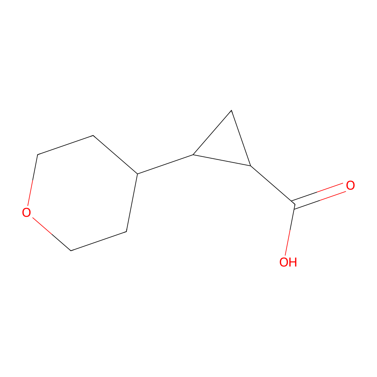 2-(tetrahydro-2H-pyran-4-yl)cyclopropanecarboxylic acid molecular structure, CAS 1278662-40-0