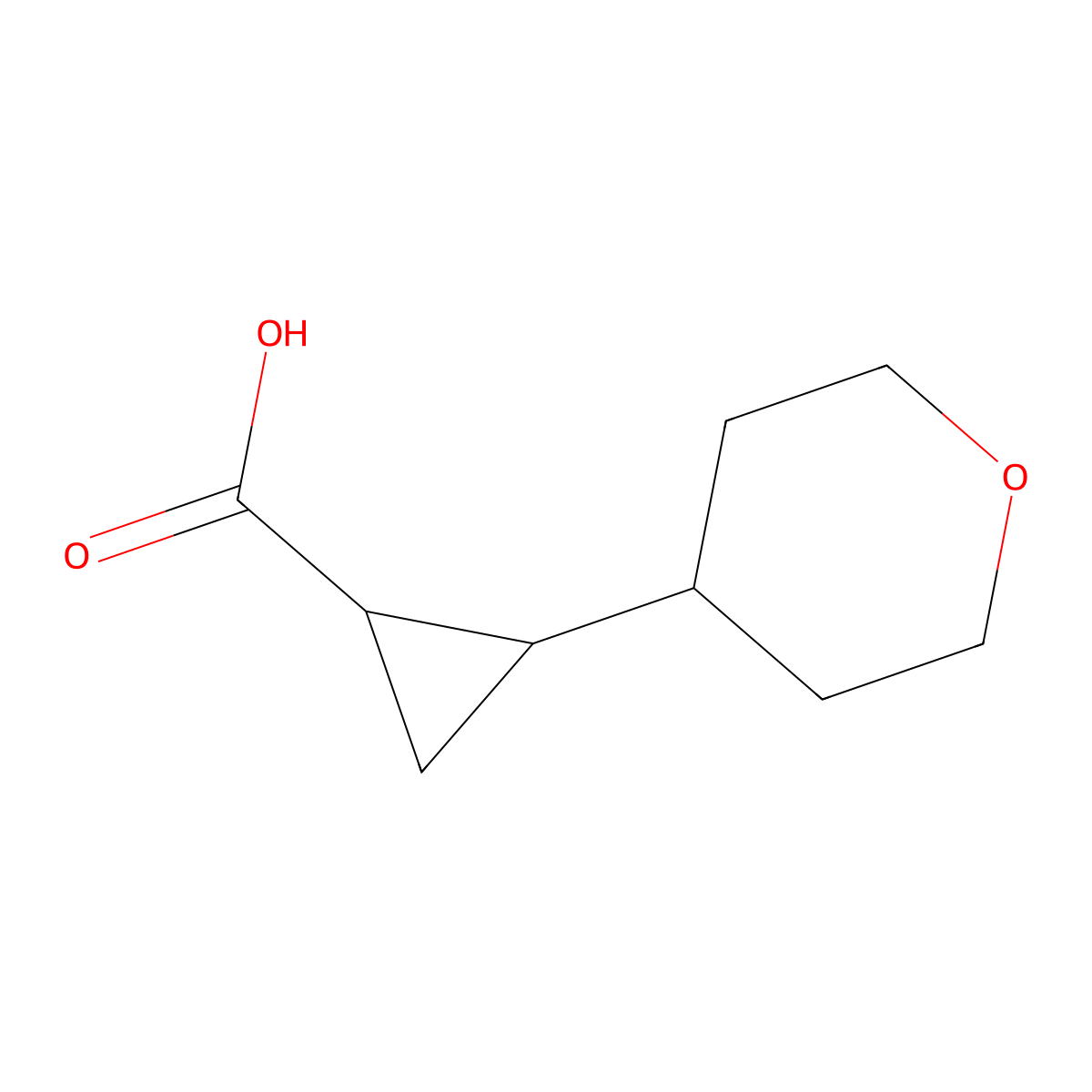 2-(tetrahydro-2H-pyran-4-yl)cyclopropanecarboxylic acid molecular structure, CAS 1278662-40-0