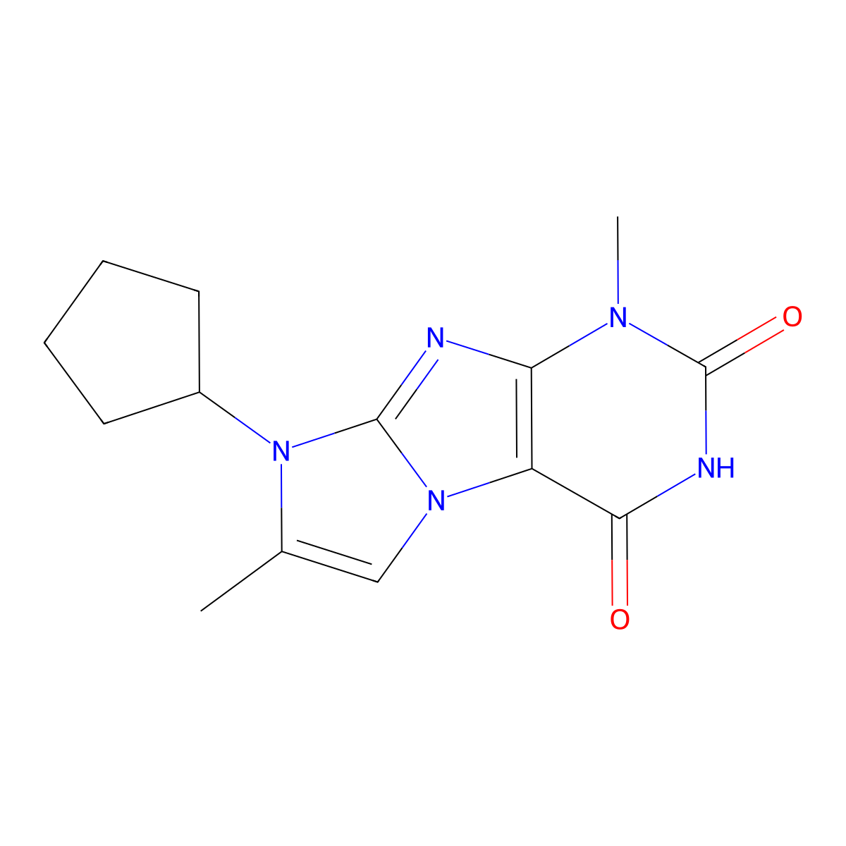 6-Cyclopentyl-4,7-dimethylpurino[7,8-a]imidazole-1,3-dione molecular structure, CAS 1278662-44-4