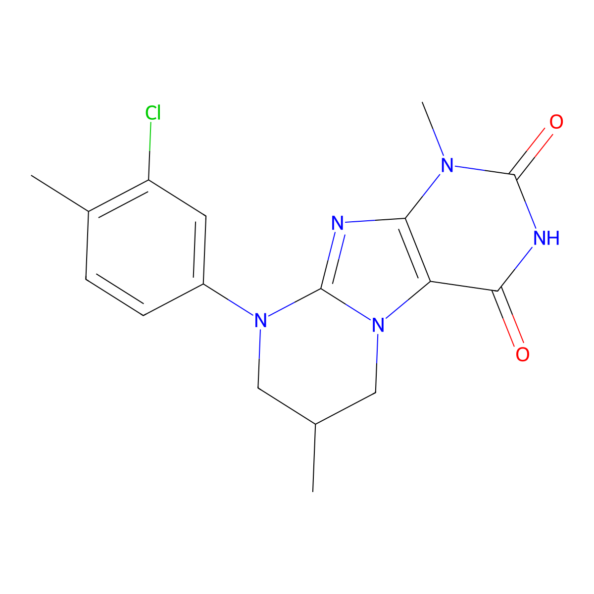 9-(3-chloro-4-methylphenyl)-1,7-dimethyl-1,3,5-trihydro-6H,7H,8H-1,3-diazaperh ydroino[1,2-h]purine-2,4-dione molecular structure, CAS 1278662-46-6