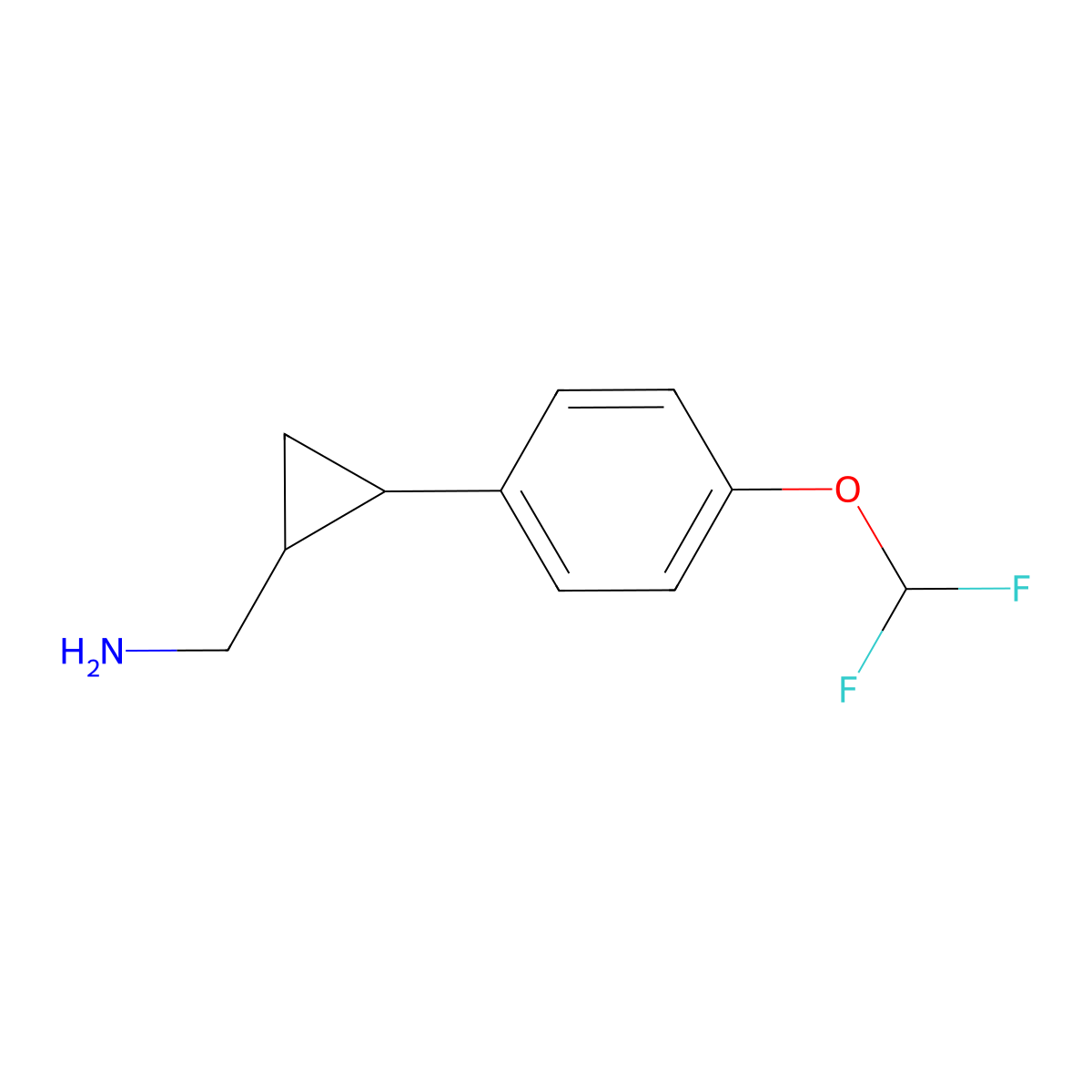 Cyclopropanemethanamine, 2-[4-(difluoromethoxy)phenyl]- molecular structure, CAS 1278662-51-3