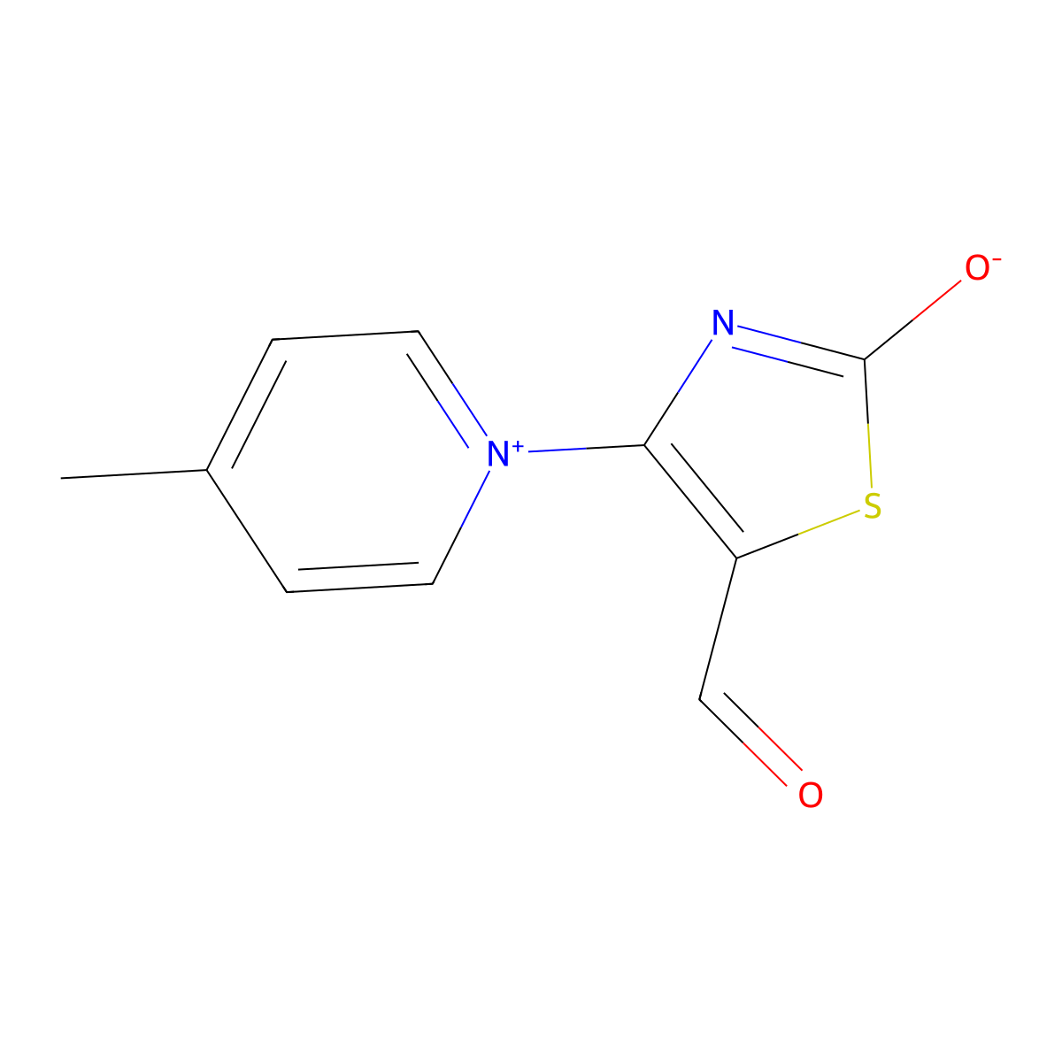 5-Formyl-4-(4-methylpyridinium-1-yl)-1,3-thiazol-2-olate molecular structure, CAS 127868-42-2