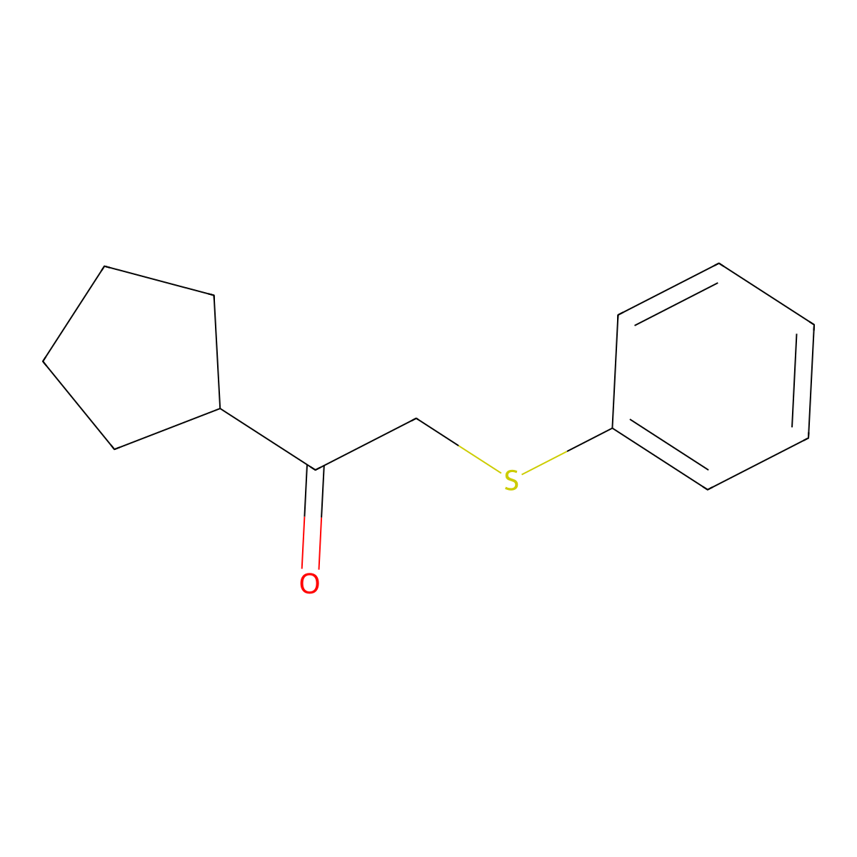 1-Cyclopentyl-2-(phenylthio)ethan-1-one molecular structure, CAS 127869-09-4
