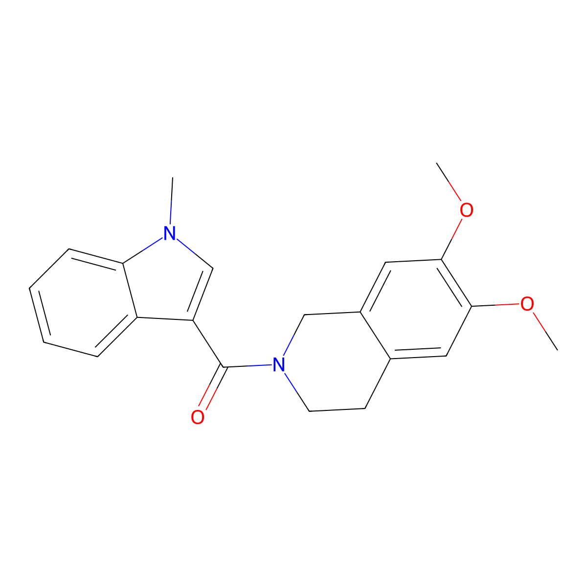 (6,7-dimethoxy-3,4-dihydroisoquinolin-2(1H)-yl)(1-methyl-1H-indol-3-yl)methanone molecular structure, CAS 1278734-19-2