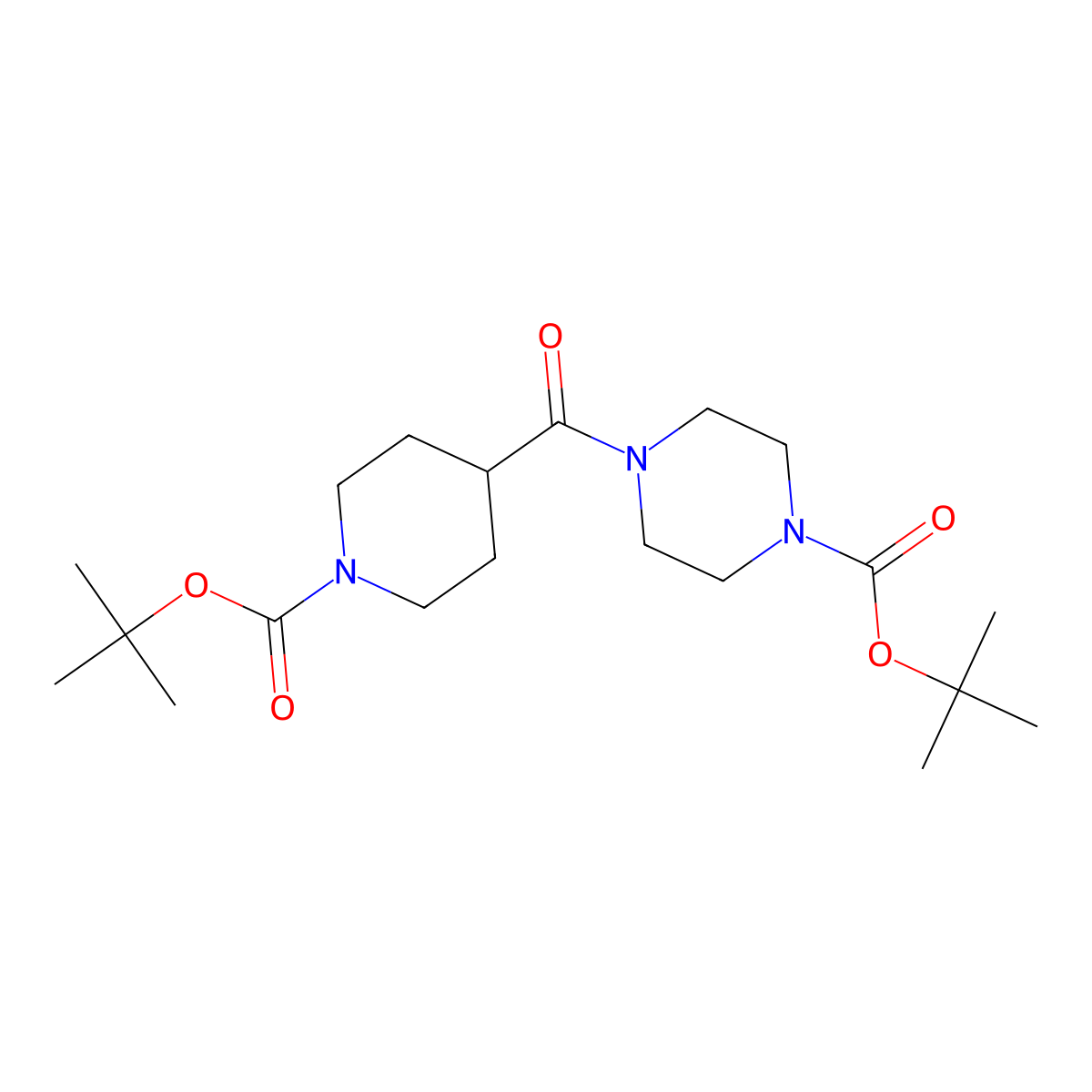 N-Boc-4-(4-boc-piperazinocarbonyl)piperidine molecular structure, CAS 1278859-58-7