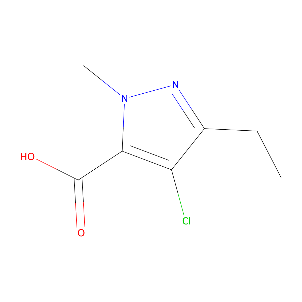 4-Chloro-3-ethyl-1-methyl-1H-pyrazole-5-carboxylic acid molecular structure, CAS 127892-62-0