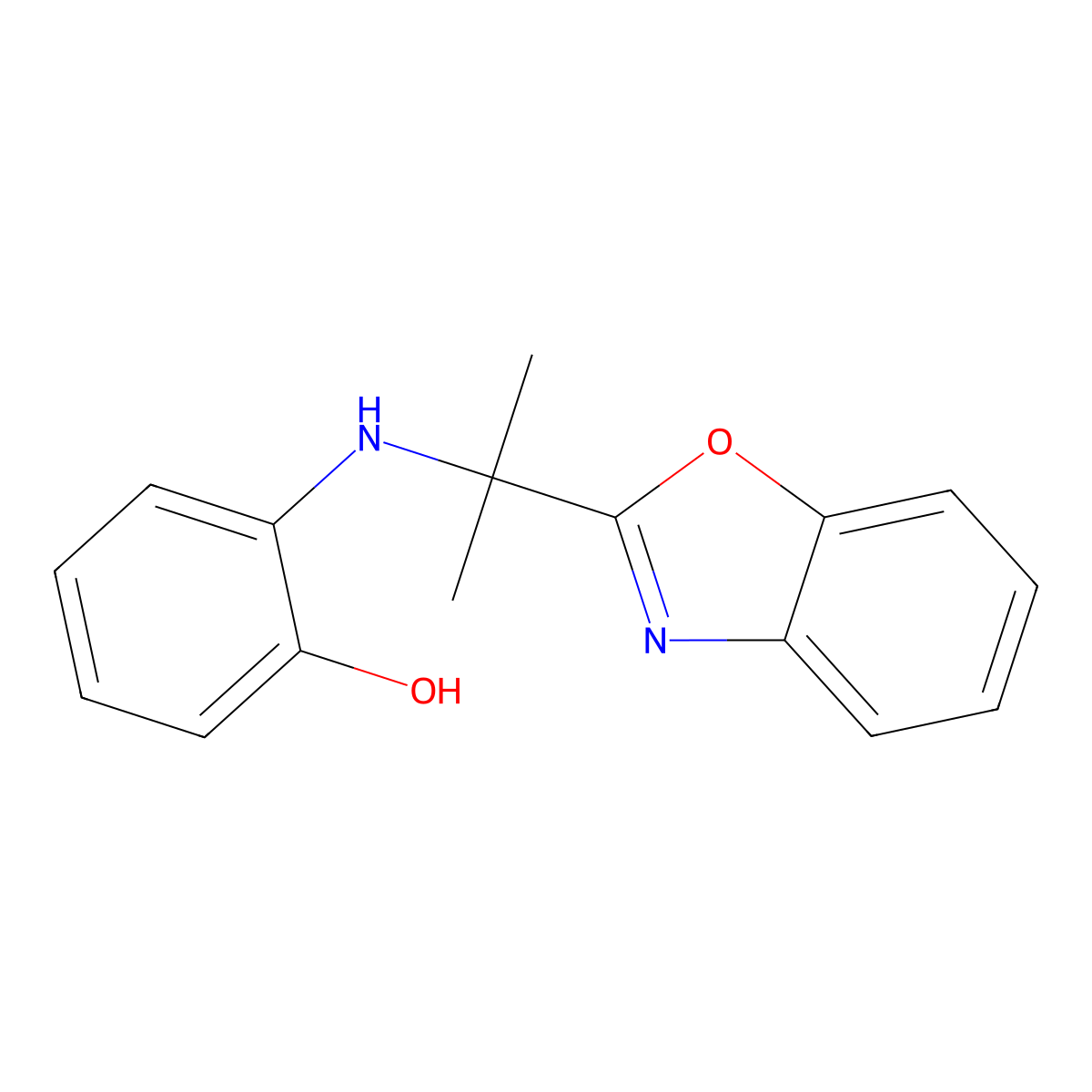 2-{[2-(1,3-Benzoxazol-2-yl)propan-2-yl]amino}phenol molecular structure, CAS 127894-03-5