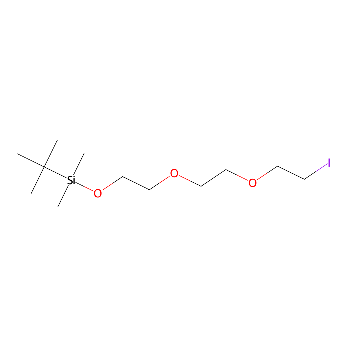12-Iodo-2,2,3,3-tetramethyl-4,7,10-trioxa-3-siladodecane molecular structure, CAS 127895-65-2