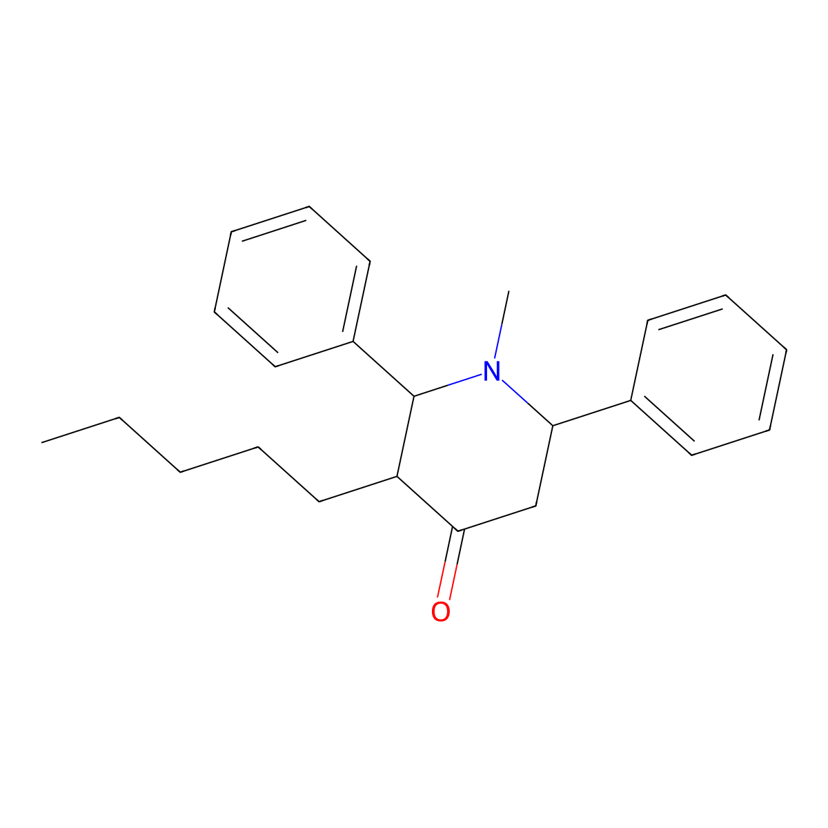 1-Methyl-3-pentyl-2,6-diphenylpiperidin-4-one molecular structure, CAS 127895-89-0