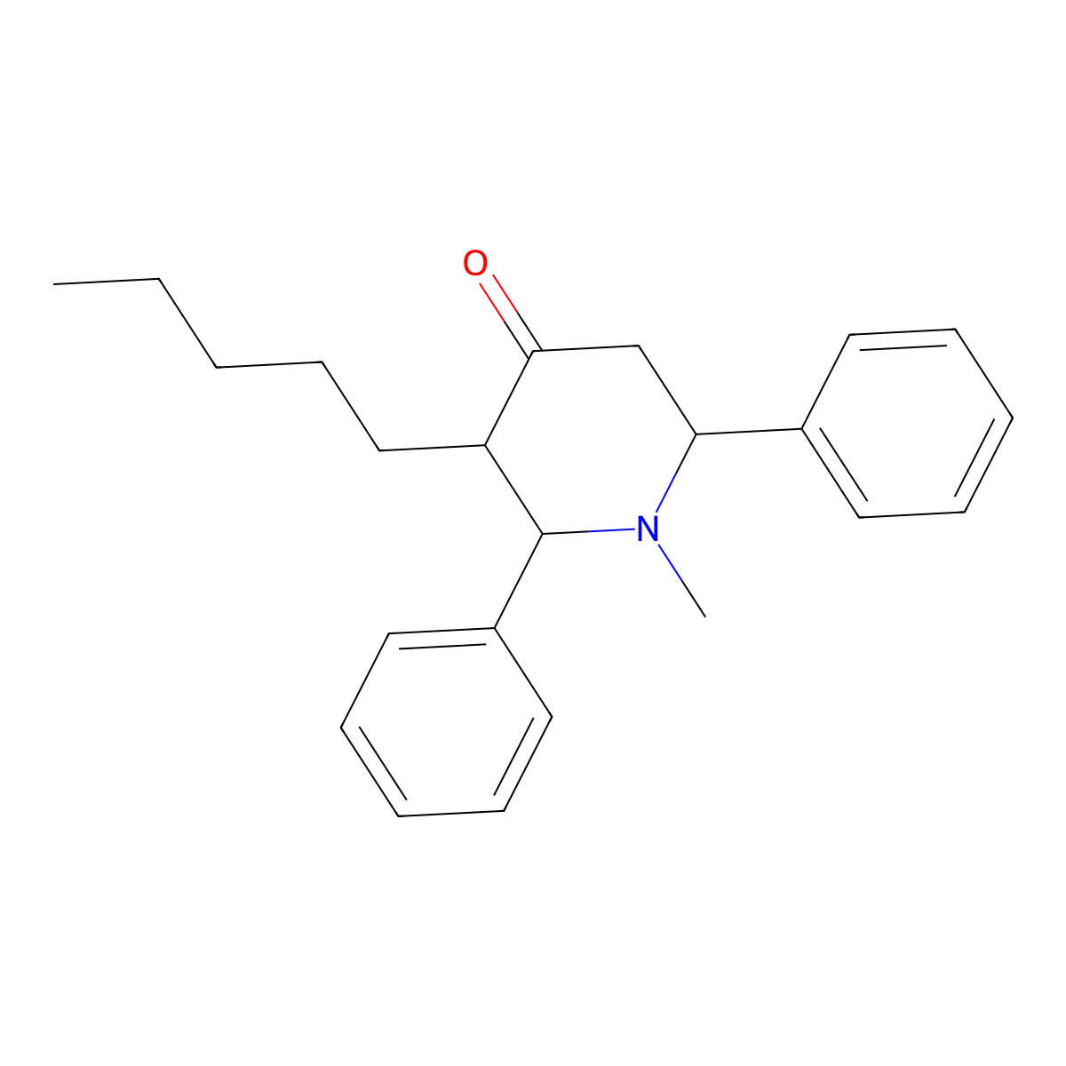 1-Methyl-3-pentyl-2,6-diphenylpiperidin-4-one molecular structure, CAS 127895-89-0