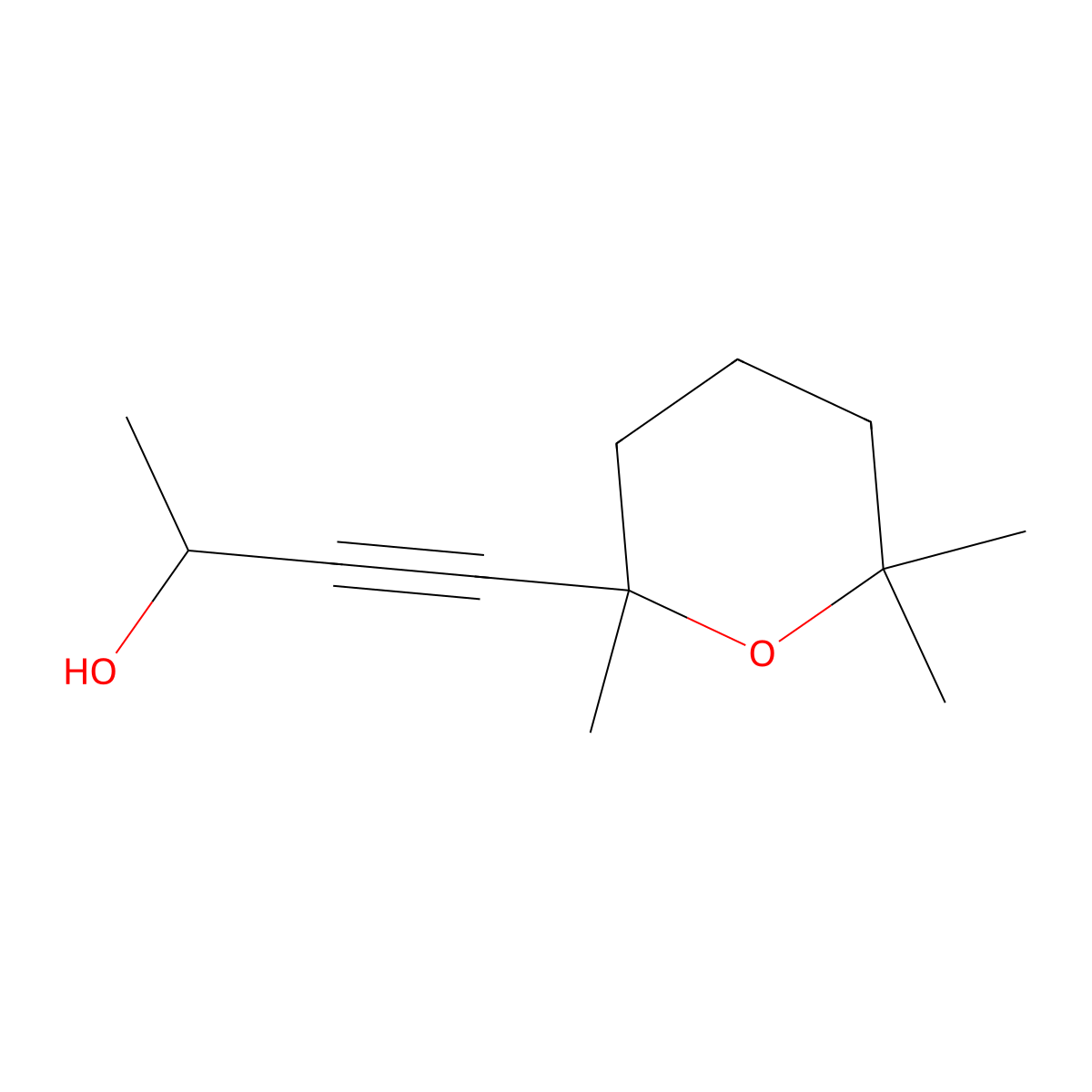 4-(2,6,6-trimethyltetrahydro-2H-pyran-2-yl)but-3-yn-2-ol molecular structure, CAS 127897-41-0