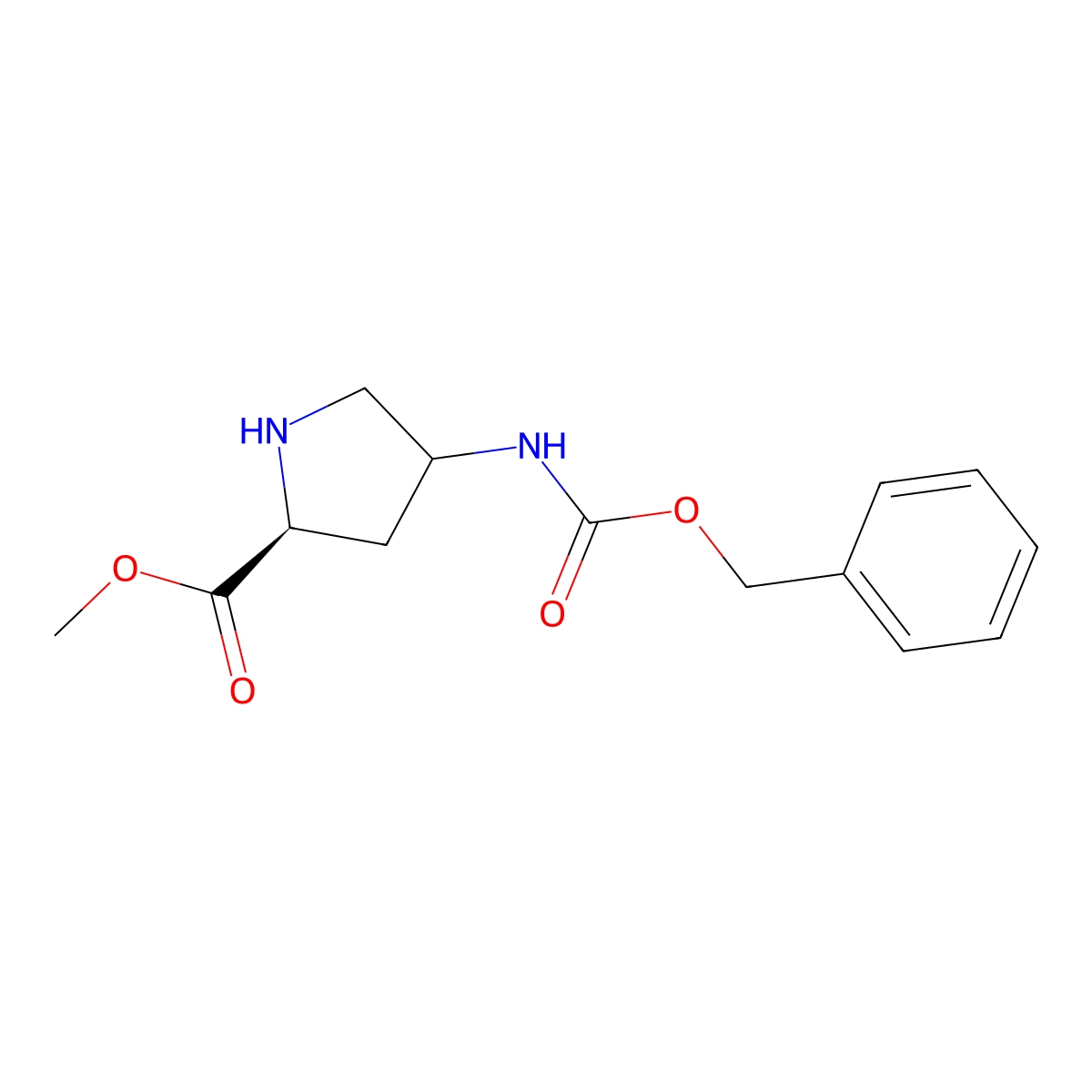 (2S)-Methyl 4-(((benzyloxy)carbonyl)amino)pyrrolidine-2-carboxylate molecular structure, CAS 1279026-84-4