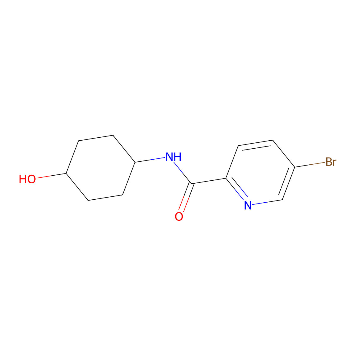 5-Bromo-N-(trans-4-hydroxycyclohexyl)-2-pyridinecarboxamide molecular structure, CAS 1279028-26-0