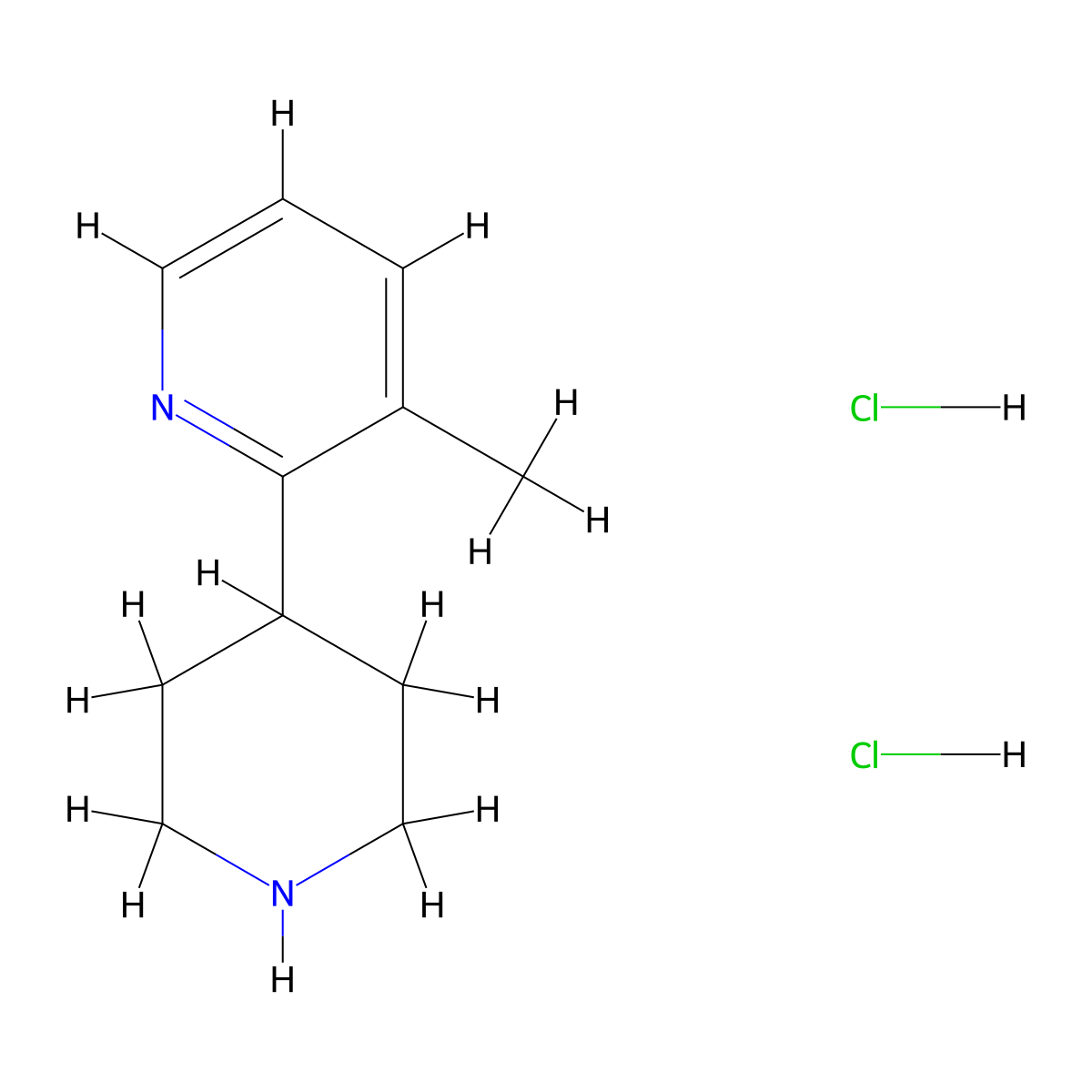 3-Methyl-2-(piperidin-4-yl)pyridine dihydrochloride molecular structure, CAS 1279029-88-7