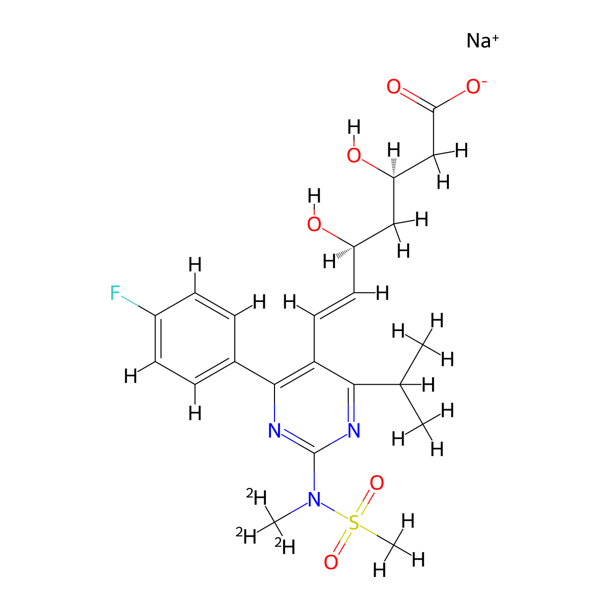 Rosuvastatin-D3 Sodium Salt molecular structure, CAS 1279031-70-7