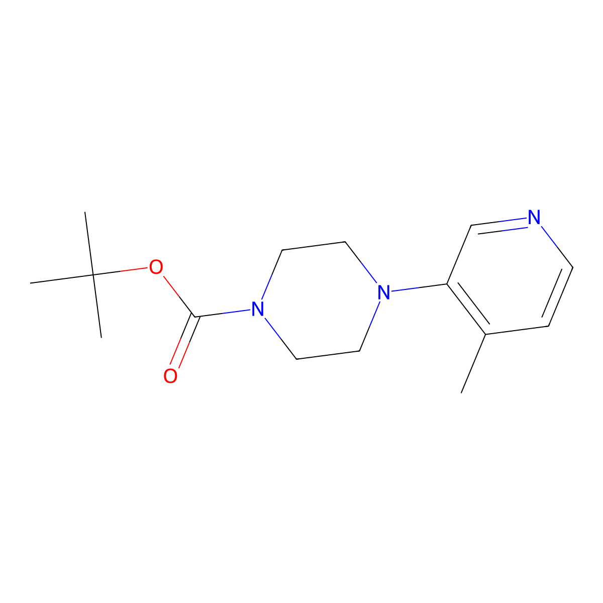 Tert-butyl 4-(4-methylpyridin-3-yl)piperazine-1-carboxylate molecular structure, CAS 1279032-29-9