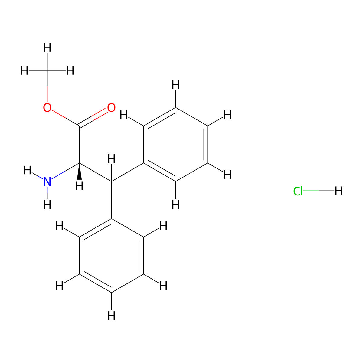 (S)-Methyl 2-amino-3,3-diphenylpropanoate hydrochloride molecular structure, CAS 1279034-57-9