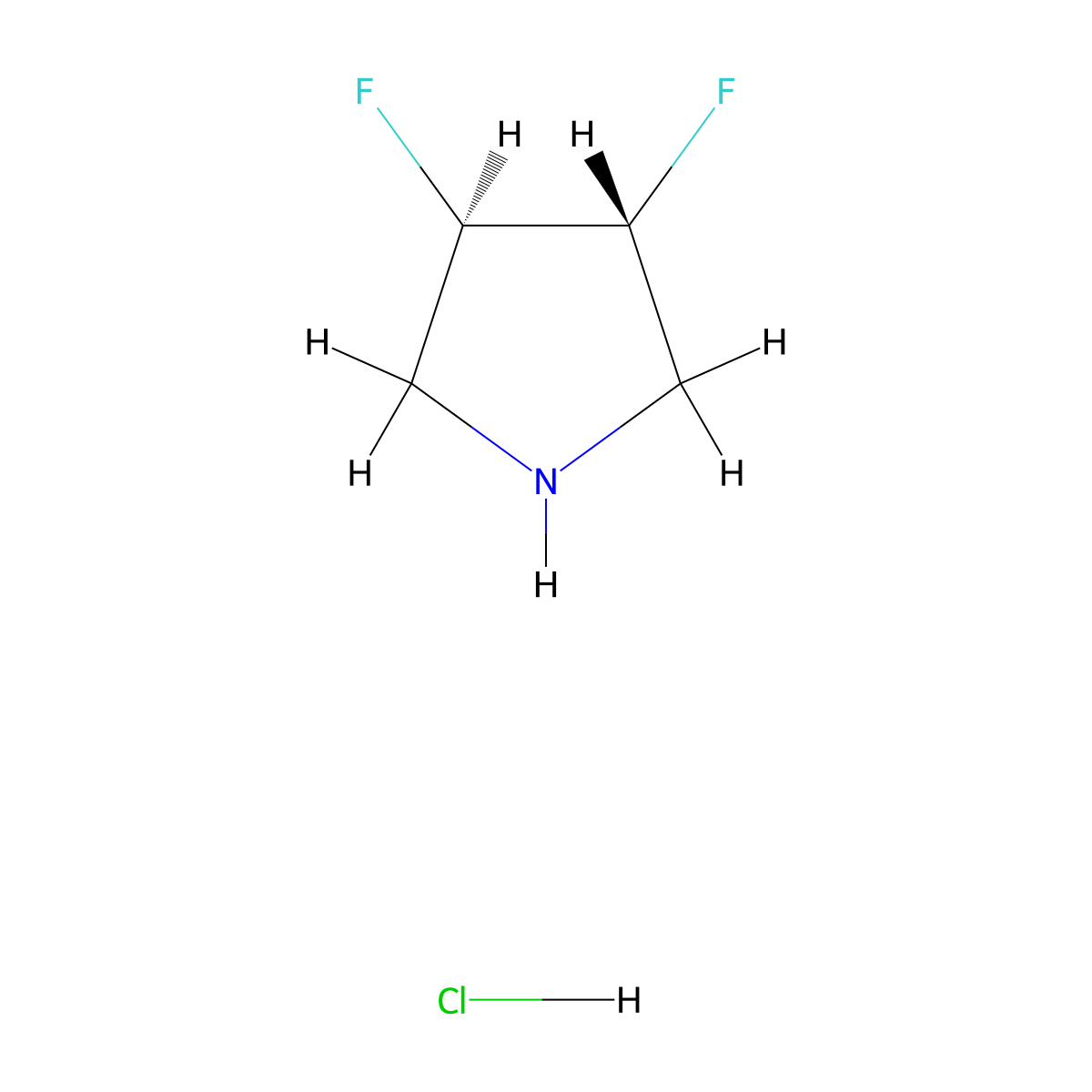 rac-(3R,4R)-3,4-difluoropyrrolidine hydrochloride molecular structure, CAS 1279037-03-4
