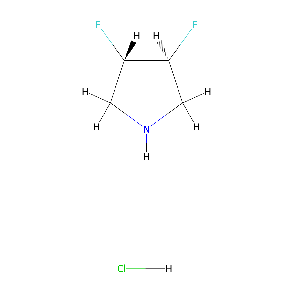 (3S,4S)-3,4-difluoroPyrrolidine hydrochloride molecular structure, CAS 1279037-05-6
