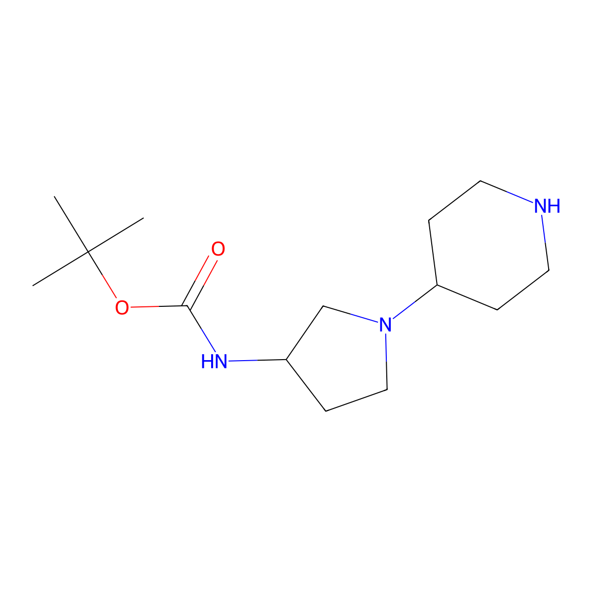 tert-butylN-[(3R)-1-(piperidin-4-yl)pyrrolidin-3-yl]carbamate molecular structure, CAS 1279038-93-5