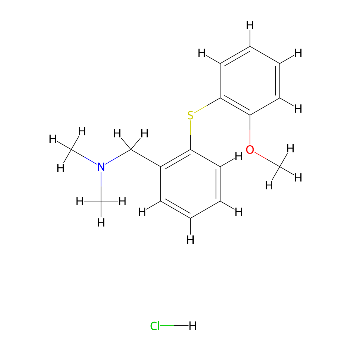 Benzenemethanamine, N,N-dimethyl-2-((2-methoxyphenyl)thio)-, hydrochloride molecular structure, CAS 127905-70-8