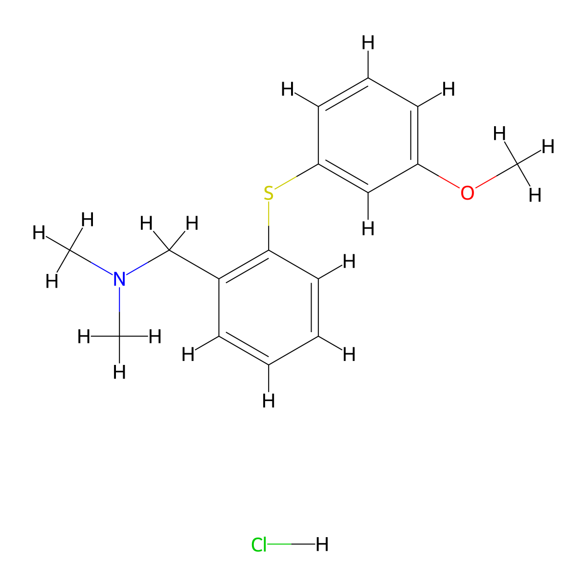Benzenemethanamine, N,N-dimethyl-2-((3-methoxyphenyl)thio)-, hydrochloride molecular structure, CAS 127905-72-0