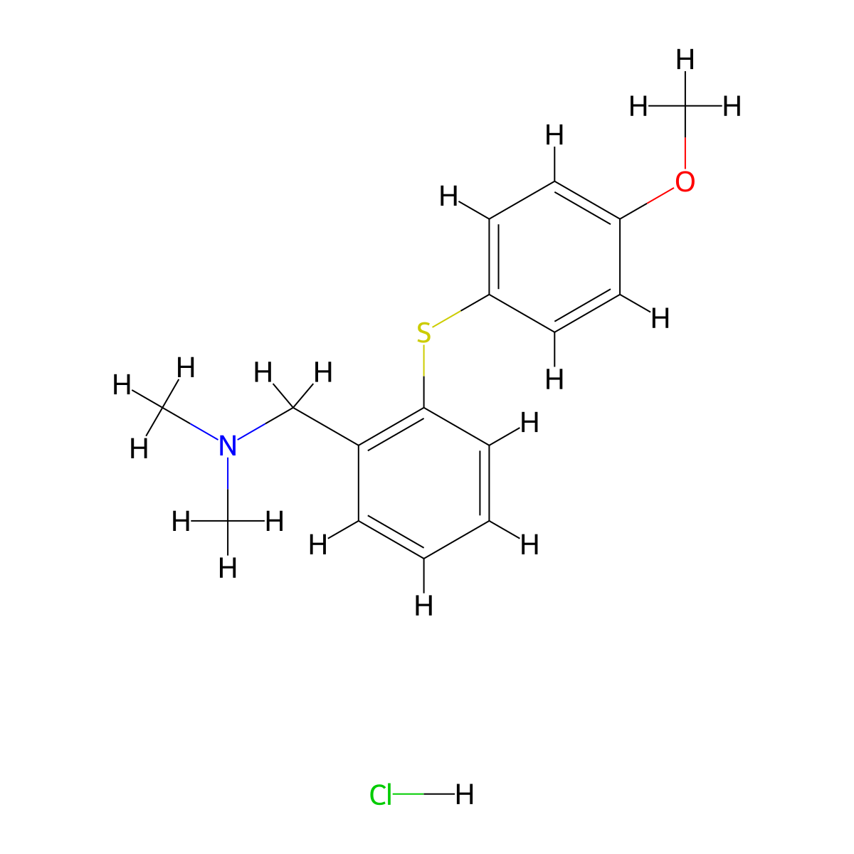 Benzenemethanamine, N,N-dimethyl-2-((4-methoxyphenyl)thio)-, hydrochloride molecular structure, CAS 127905-74-2