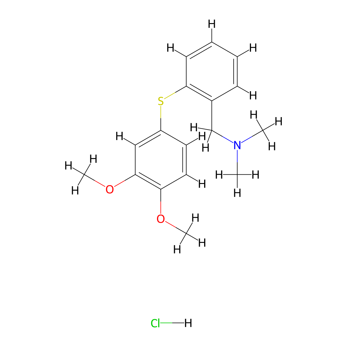 Benzenemethanamine, 2-((3,4-dimethoxyphenyl)thio)-N,N-dimethyl-, hydrochloride molecular structure, CAS 127905-81-1