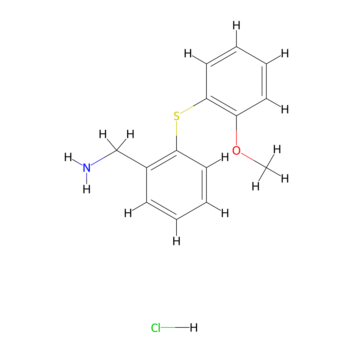 Benzenemethanamine, 2-((2-methoxyphenyl)thio)-, hydrochloride molecular structure, CAS 127905-98-0