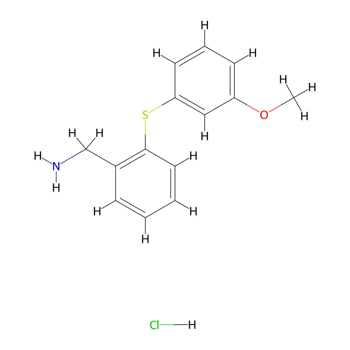 Benzenemethanamine, 2-((3-methoxyphenyl)thio)-, hydrochloride molecular structure, CAS 127905-99-1