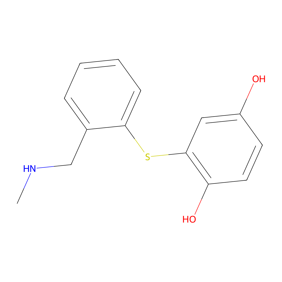 2-({2-[(Methylamino)methyl]phenyl}sulfanyl)-1,4-benzenediol molecular structure, CAS 127906-36-9
