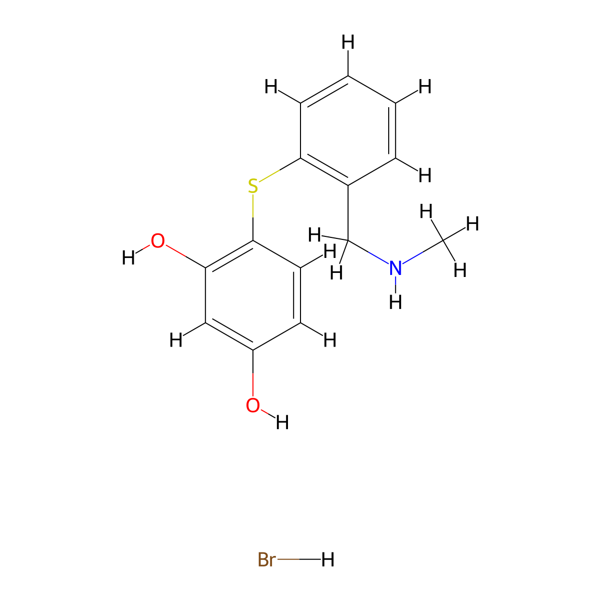 1,3-Benzenediol, 6-((2-((methylamino)methyl)phenyl)thio)-, hydrobromide molecular structure, CAS 127906-40-5