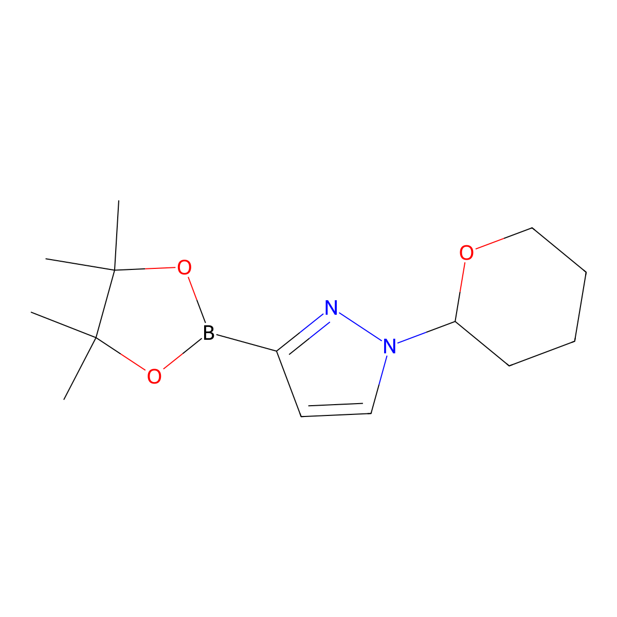 1-(Tetrahydro-2H-pyran-2-yl)-3-(4,4,5,5-tetramethyl-1,3,2-dioxaborolan-2-yl)-1H-pyrazole molecular structure, CAS 1279088-80-0