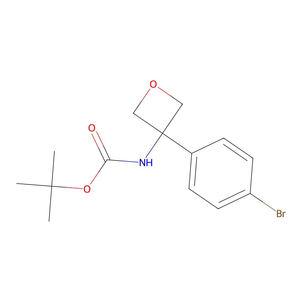 tert-Butyl (3-(4-bromophenyl)oxetan-3-yl)carbamate molecular structure, CAS 1279090-24-2