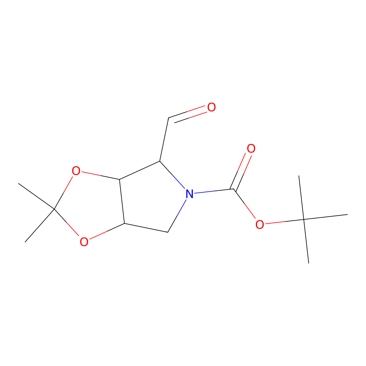 1,1-Dimethylethyl (3aS,4S,6aR)-4-formyltetrahydro-2,2-dimethyl-5H-1,3-dioxolo(4,5-c)pyrrole-5-carboxylate molecular structure, CAS 127910-61-6
