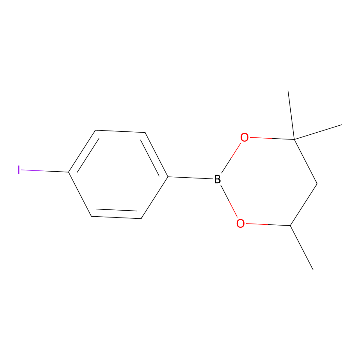2-(4-Iodophenyl)-4,4,6-trimethyl-1,3,2-dioxaborinane molecular structure, CAS 1279115-53-5