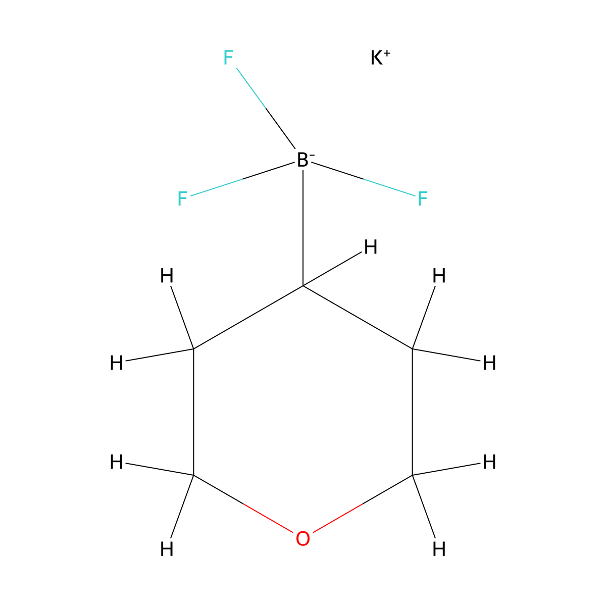 Potassium trifluoro(oxan-4-yl)boranuide molecular structure, CAS 1279123-50-0