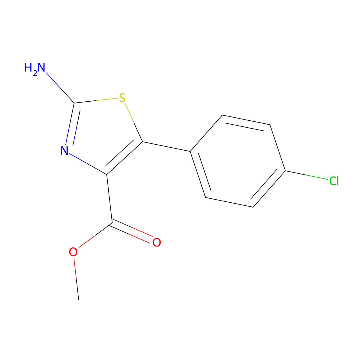 Methyl 2-amino-5-(4-chlorophenyl)-1,3-thiazole-4-carboxylate molecular structure, CAS 127918-92-7