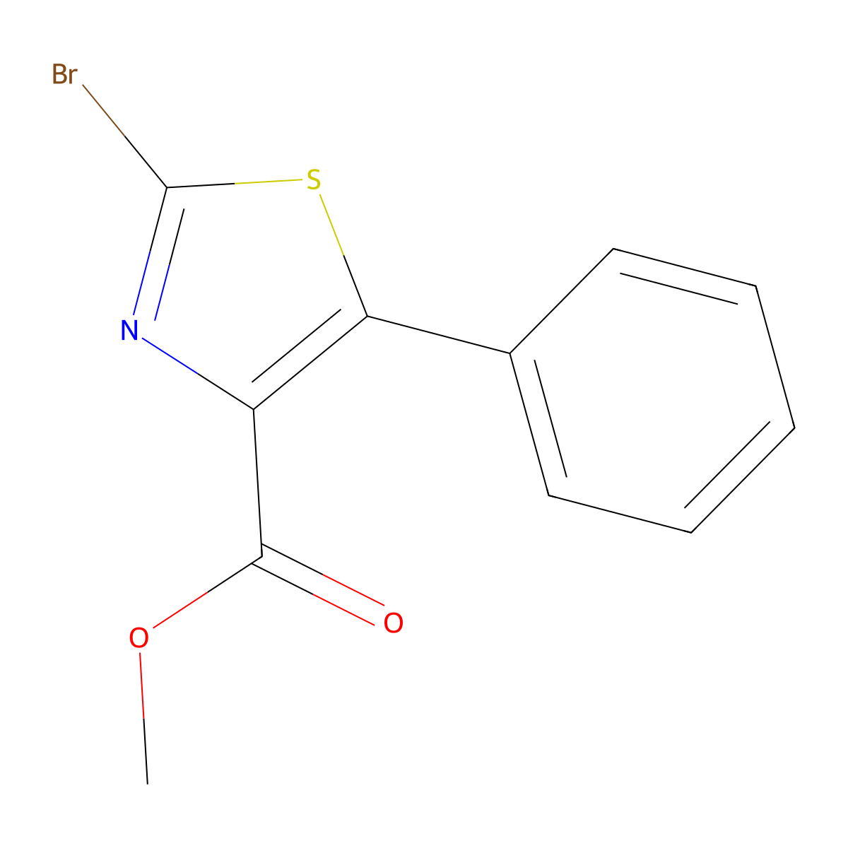 Methyl 2-bromo-5-phenyl-1,3-thiazole-4-carboxylate molecular structure, CAS 127919-00-0