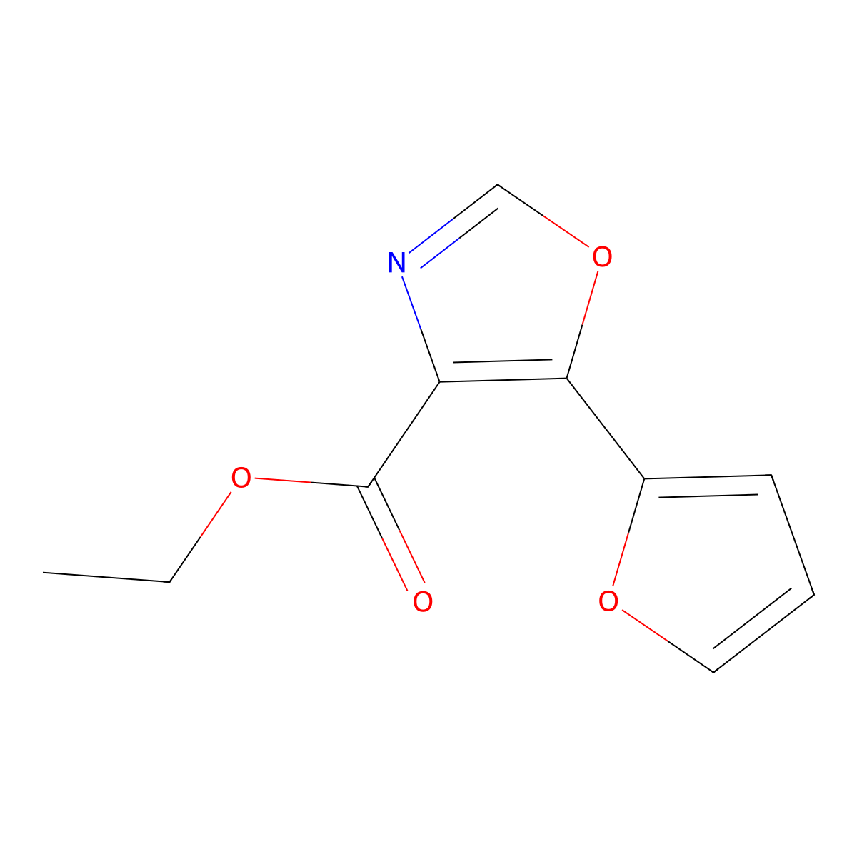 Ethyl 5-(furan-2-yl)-1,3-oxazole-4-carboxylate molecular structure, CAS 127919-34-0