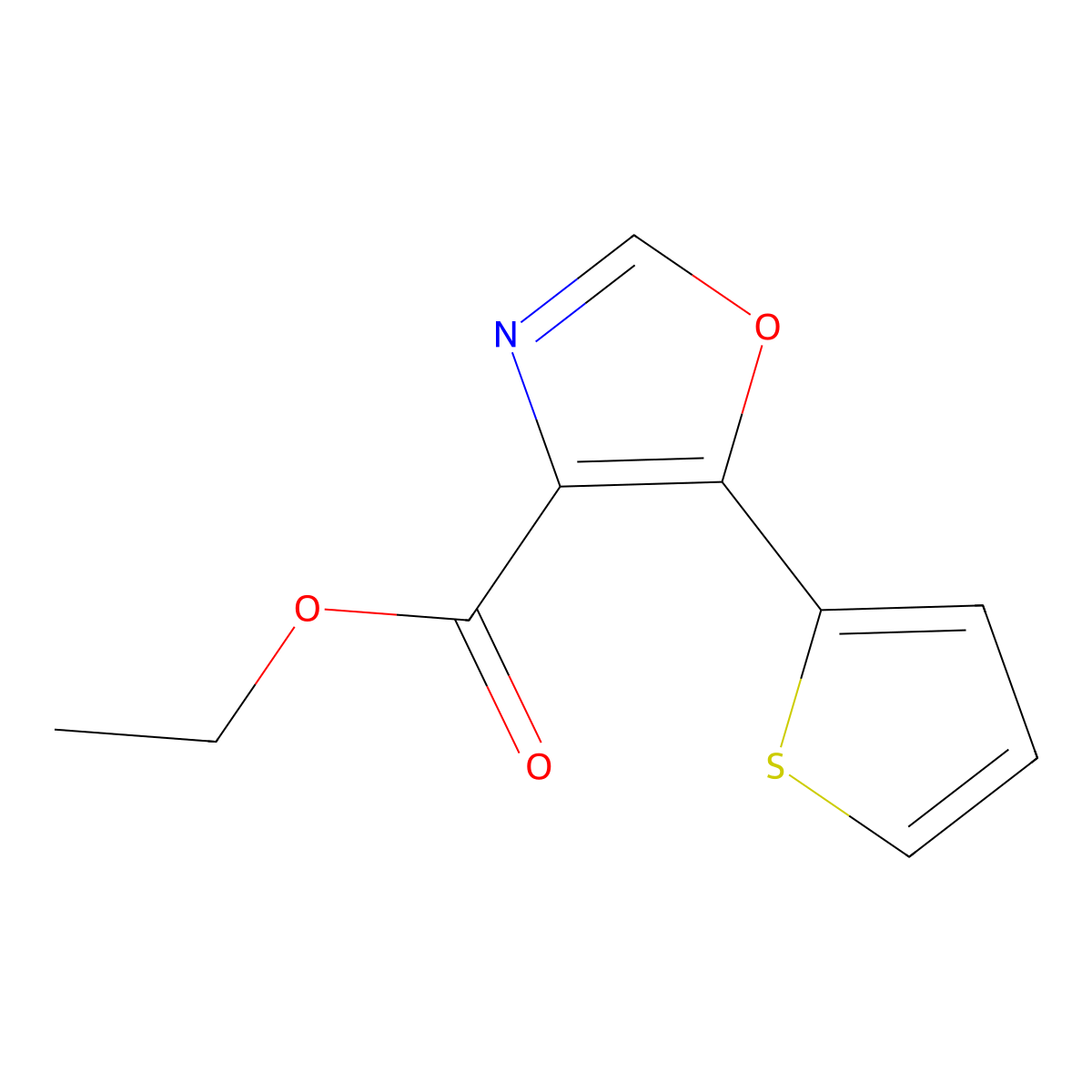 Ethyl 5-thiophen-2-yl-1,3-oxazole-4-carboxylate molecular structure, CAS 127919-35-1