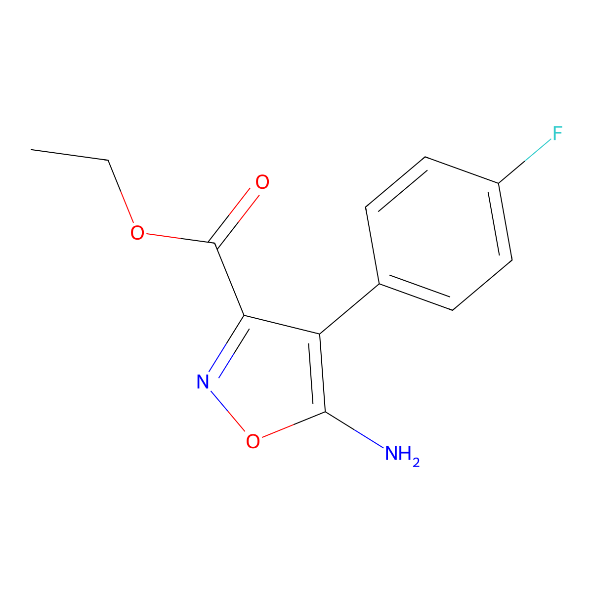 Ethyl 5-amino-4-(4-fluorophenyl)-3-isoxazolecarboxylate molecular structure, CAS 127919-68-0