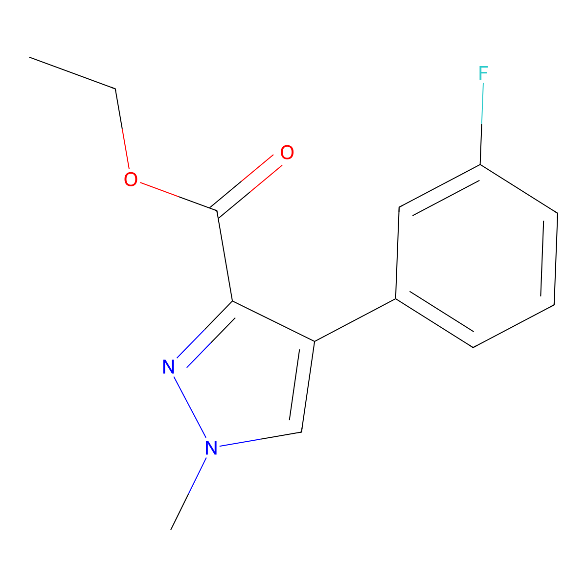 Ethyl 4-(3-fluorophenyl)-1-methyl-1H-pyrazole-3-carboxylate molecular structure, CAS 127919-75-9