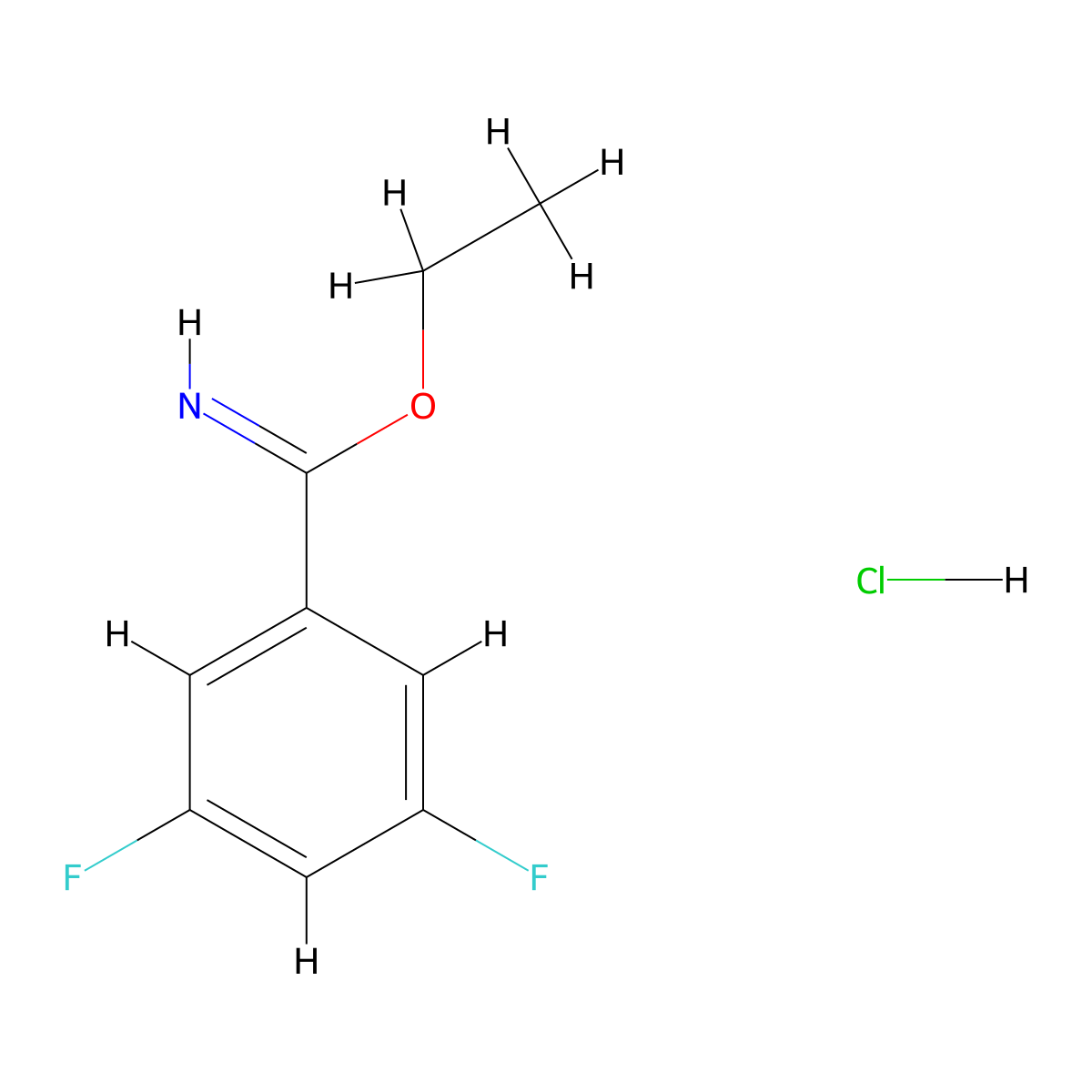 Benzenecarboximidic acid, 3,5-difluoro-, ethyl ester, hydrochloride (1:1) molecular structure, CAS 127919-90-8