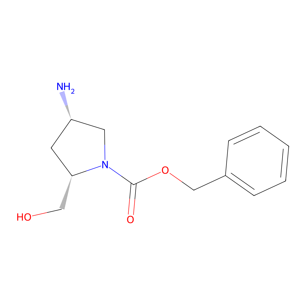 (2S,4S)-Benzyl 4-amino-2-(hydroxymethyl)pyrrolidine-1-carboxylate molecular structure, CAS 1279200-58-6