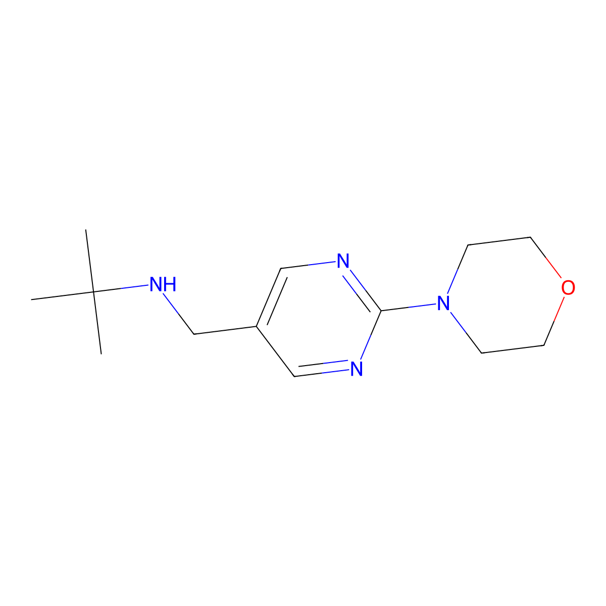 2-Methyl-N-((2-morpholinopyrimidin-5-yl)methyl)propan-2-amine molecular structure, CAS 1279204-57-7