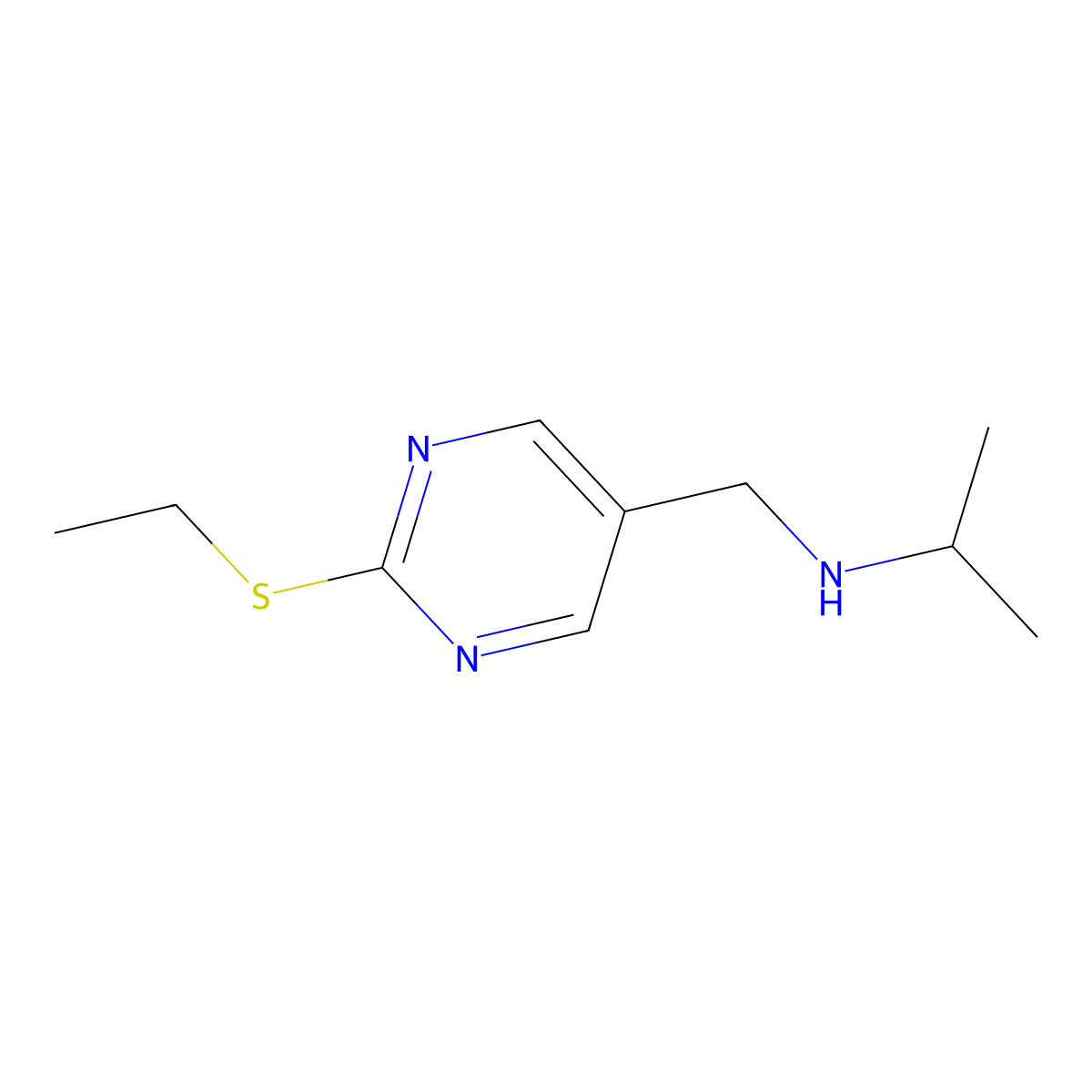 N-((2-(Ethylthio)pyrimidin-5-yl)methyl)propan-2-amine molecular structure, CAS 1279204-73-7