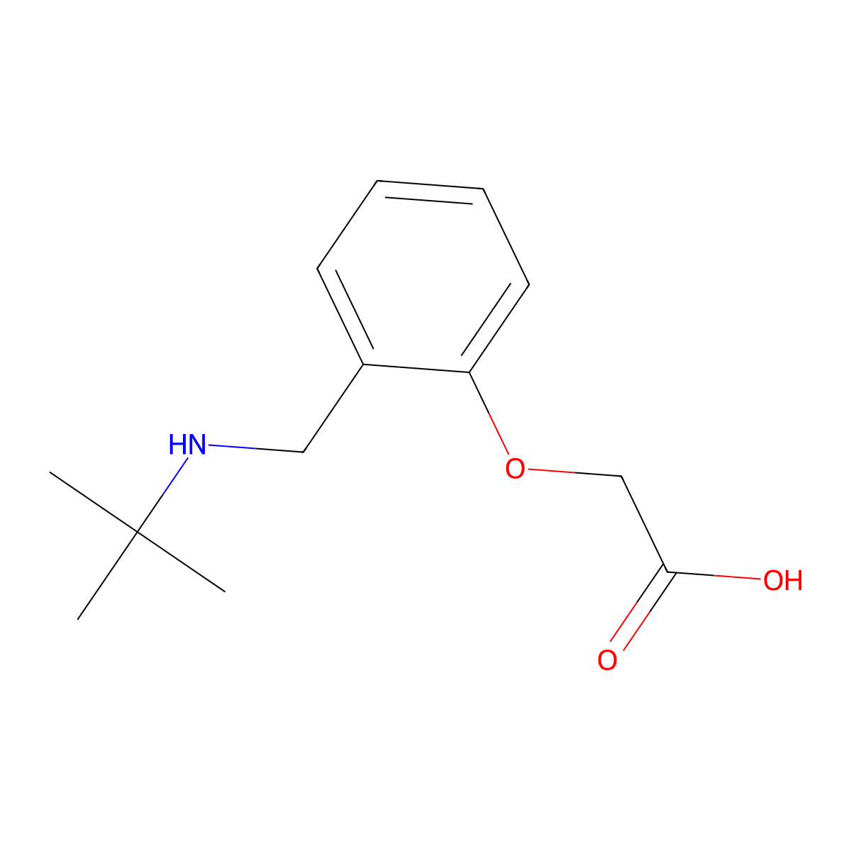 2-(2-((tert-Butylamino)methyl)phenoxy)acetic acid molecular structure, CAS 1279205-26-3